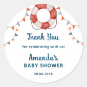 Ahoy It's a Boy 航海の Baby Shower Thank You ラウンドシール (正面)