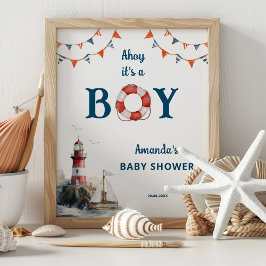 Ahoy It's a Boy 航海の Baby Shower Welcome ポスター