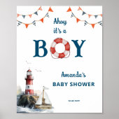 Ahoy It's a Boy 航海の Baby Shower Welcome ポスター (正面)