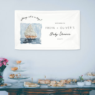 Ahoy It's A Boy 航海の Baby Shower Welcome Sign 横断幕