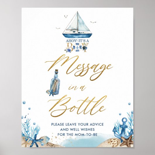 Ahoy It's a Boy 航海の Message in a Message in aボトル ポスター (正面)