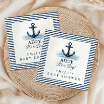 Ahoy It's A Boy 航海の Navy Blue Baby Shower