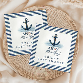 Ahoy It's A Boy 航海の Navy Blue Baby Shower スタンダードカクテルナプキン