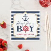 Ahoy It's A Boy 航海の Navy Blue Baby Shower スタンダードランチョンナプキン (インサイチュ)