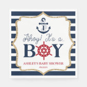 Ahoy It's A Boy 航海の Navy Blue Baby Shower スタンダードランチョンナプキン (正面)