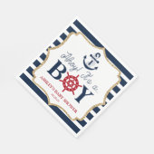 Ahoy It's A Boy 航海の Navy Blue Baby Shower スタンダードランチョンナプキン (角)