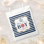 Ahoy It's A Boy 航海の Navy Blue Baby Shower フェイバーバッグ (クリップ留めされた状態)