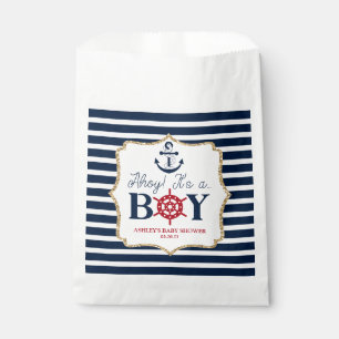 Ahoy It's A Boy 航海の Navy Blue Baby Shower フェイバーバッグ