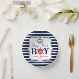 Ahoy It's A Boy 航海の Navy Blue Baby Shower ペーパーボウル