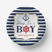 Ahoy It's A Boy 航海の Navy Blue Baby Shower ペーパーボウル (正面)
