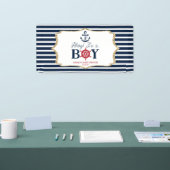 Ahoy It's A Boy 航海の Navy Blue Baby Shower 横断幕 (トレードショー)