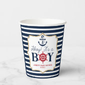 Ahoy It's A Boy 航海の Navy Blue Baby Shower 紙コップ (裏面)