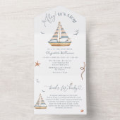 Ahoy It's A Boy 航海の Sailboat Baby Shower オールインワン招待状 (内側)