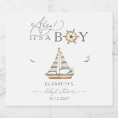 Ahoy It's a Boy 航海の Sailboat Baby Shower スパークリングワインラベル (シングルラベル)