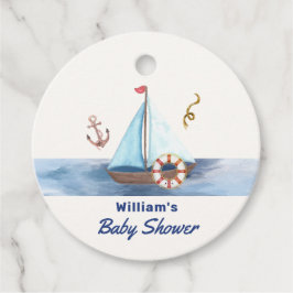 Ahoy It's A Boy 航海の Sailboat Baby Shower フェイバータグ