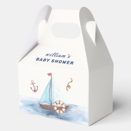 Ahoy It's A Boy 航海の Sailboat Baby Shower フェイバーボックス (正面)