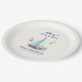 Ahoy It's A Boy 航海の Sailboat Baby Shower ペーパープレート (アングル)