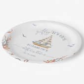 Ahoy It's a Boy 航海の Sailboat Baby Shower ペーパープレート (アングル)