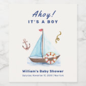 Ahoy It's A Boy 航海の Sailboat Baby Shower ワインラベル (シングルラベル)