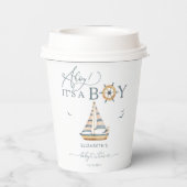 Ahoy It's a Boy 航海の Sailboat Baby Shower 紙コップ (裏面)