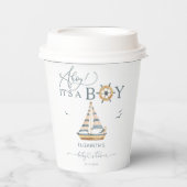 Ahoy It's a Boy 航海の Sailboat Baby Shower 紙コップ (正面)
