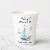 Ahoy It's A Boy 航海の Sailboat Baby Shower 紙コップ (裏面)