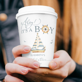 Ahoy It's a Boy 航海の Sailboat Baby Shower 紙コップ