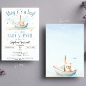 Ahoy It's a Boy 航海の Sailboat Bear Baby Shower 招待状