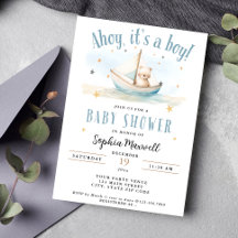 Ahoy It's a Boy 航海の Sailboat Bear Baby Shower