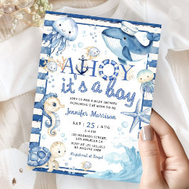 Ahoy It's a Boy 航海の Sairer Baby Shower 招待状