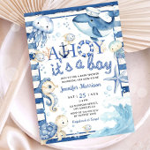 Ahoy It's a Boy 航海の Sairer Baby Shower 招待状
