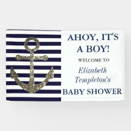 Ahoy It's a Boy 航海の Themed Baby Shower Banner 横断幕