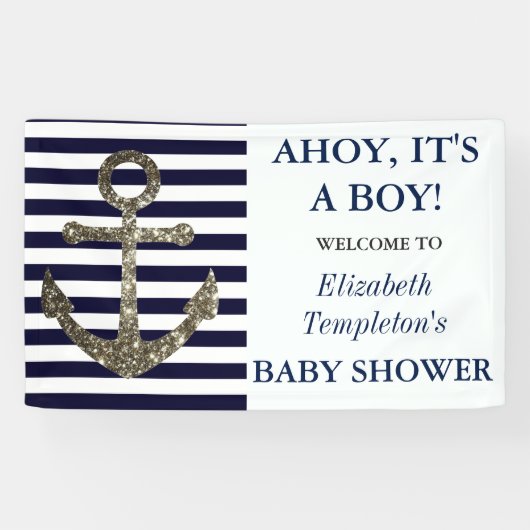 Ahoy It's a Boy 航海の Themed Baby Shower Banner 横断幕 (横)