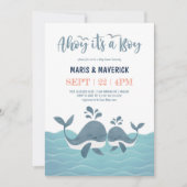 Ahoy It's A Boy 航海の Whale Baby Shower Invitat 招待状 (正面)