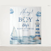 Ahoy Its A Boy Baby Showerの写真の背景 タペストリー (正面)