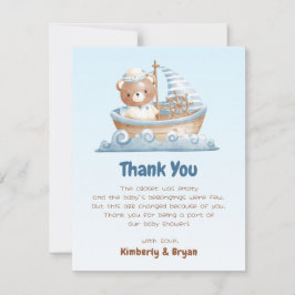 Ahoy Its A Boy Baby Showerサンキューカードベア サンキューカード