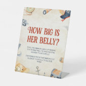 Ahoy It's A Boy Baby Shower彼女の腹の大きさ 台座サイン (正面)