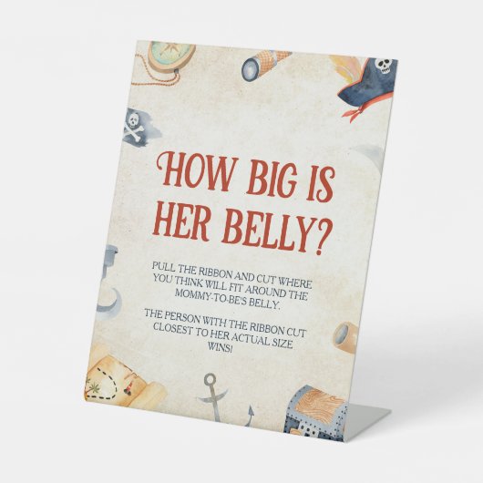 Ahoy It's A Boy Baby Shower彼女の腹の大きさ 台座サイン (正面)