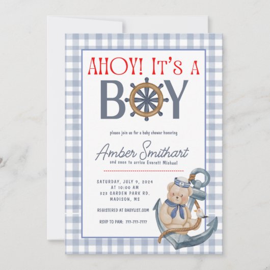 AHOY It's a Boy Baby Shower招待状 招待状 (正面)