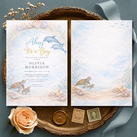 Ahoy It's a Boy Baby Shower 招待状