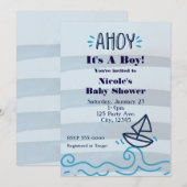 AHOY It's A Boy Baby Shower 航海の招待状 招待状 (正面/裏面)
