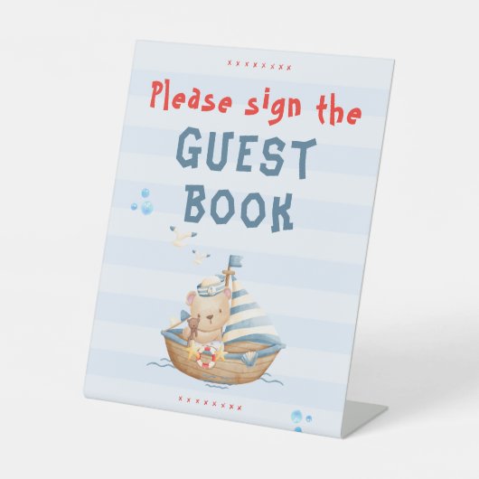 Ahoy Its A Boy Baby Shower Guest Book 台座サイン (正面)