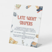 Ahoy It's A Boy Baby Shower Late Night Diapers 台座サイン (正面)