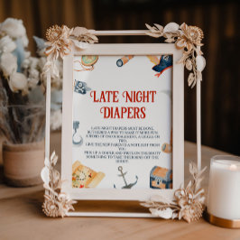 Ahoy It's A Boy Baby Shower Late Night Diapers 台座サイン