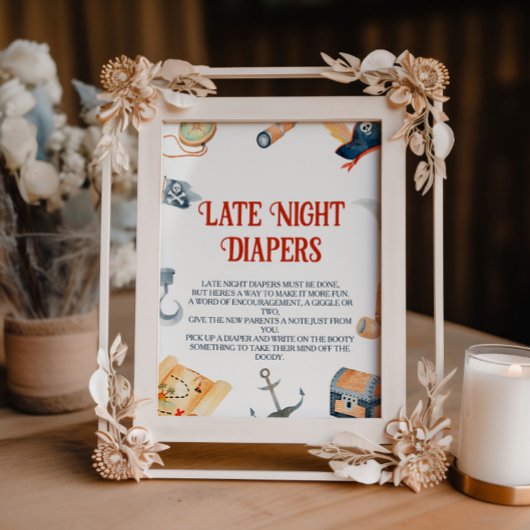 Ahoy It's A Boy Baby Shower Late Night Diapers 台座サイン