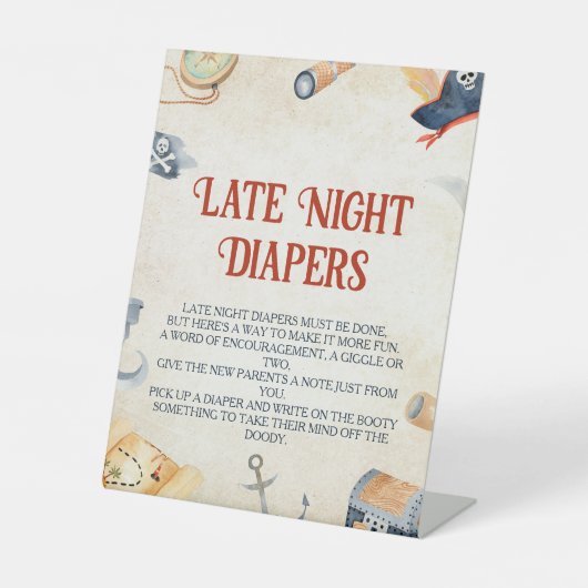 Ahoy It's A Boy Baby Shower Late Night Diapers 台座サイン (正面)