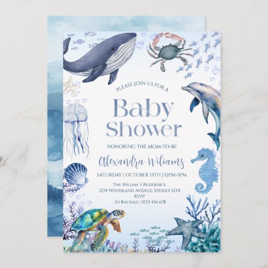 Ahoy! It's a Boy Baby Shower Party 招待状 (正面/裏面)