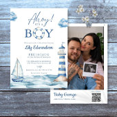 Ahoy Its A Boy Baby Shower Photo QR Code 招待状