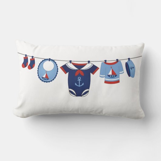 Ahoy It's A Boy Baby Shower Pillow ランバークッション (正面)