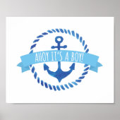 Ahoy It's a Boy Baby Shower Sign ポスター (正面)